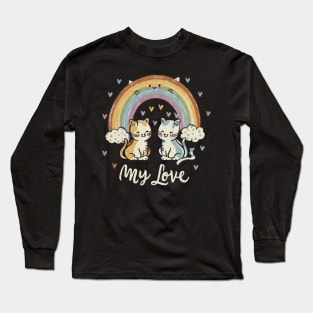 My Rainbow Cat is My Valentine Long Sleeve T-Shirt